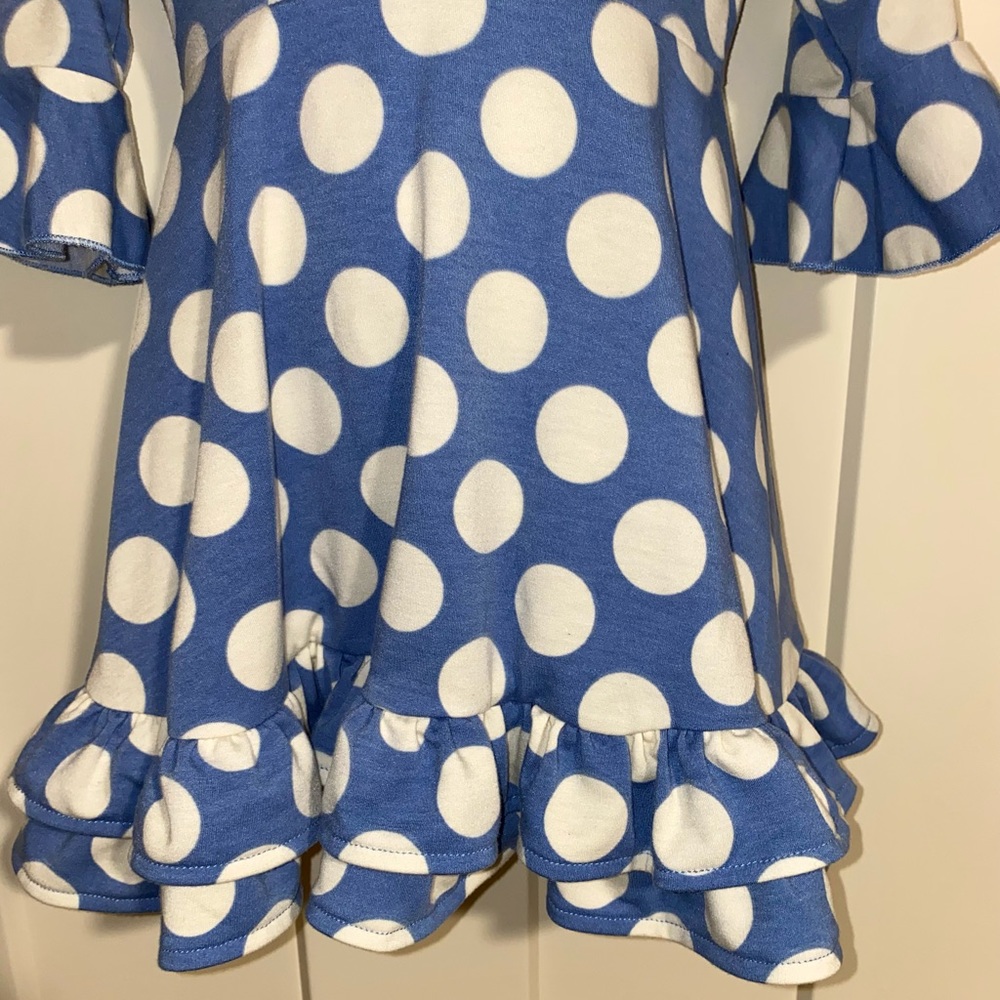 OH DEER! CHILDREN’s BOUTIQUE BLUE WHITE POLKA DOT TWIRLING DRESS 2T GIRLS - Picture 4 of 7